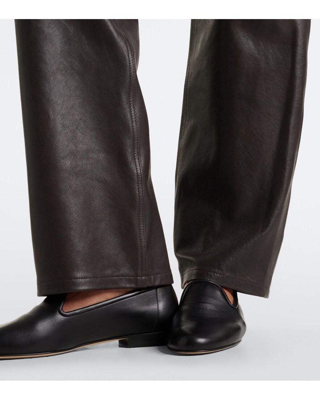 Arma Gray Jean Leather Straight Pants