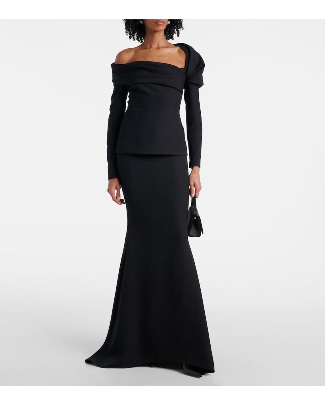 Safiyaa Black Draped Gown