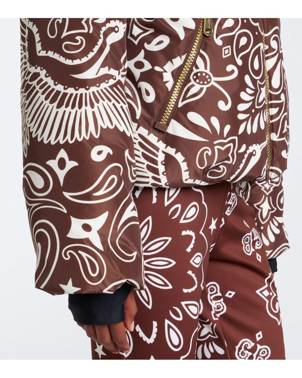 Goldbergh Brown Kyoko Hooded Printed Ski Jacket