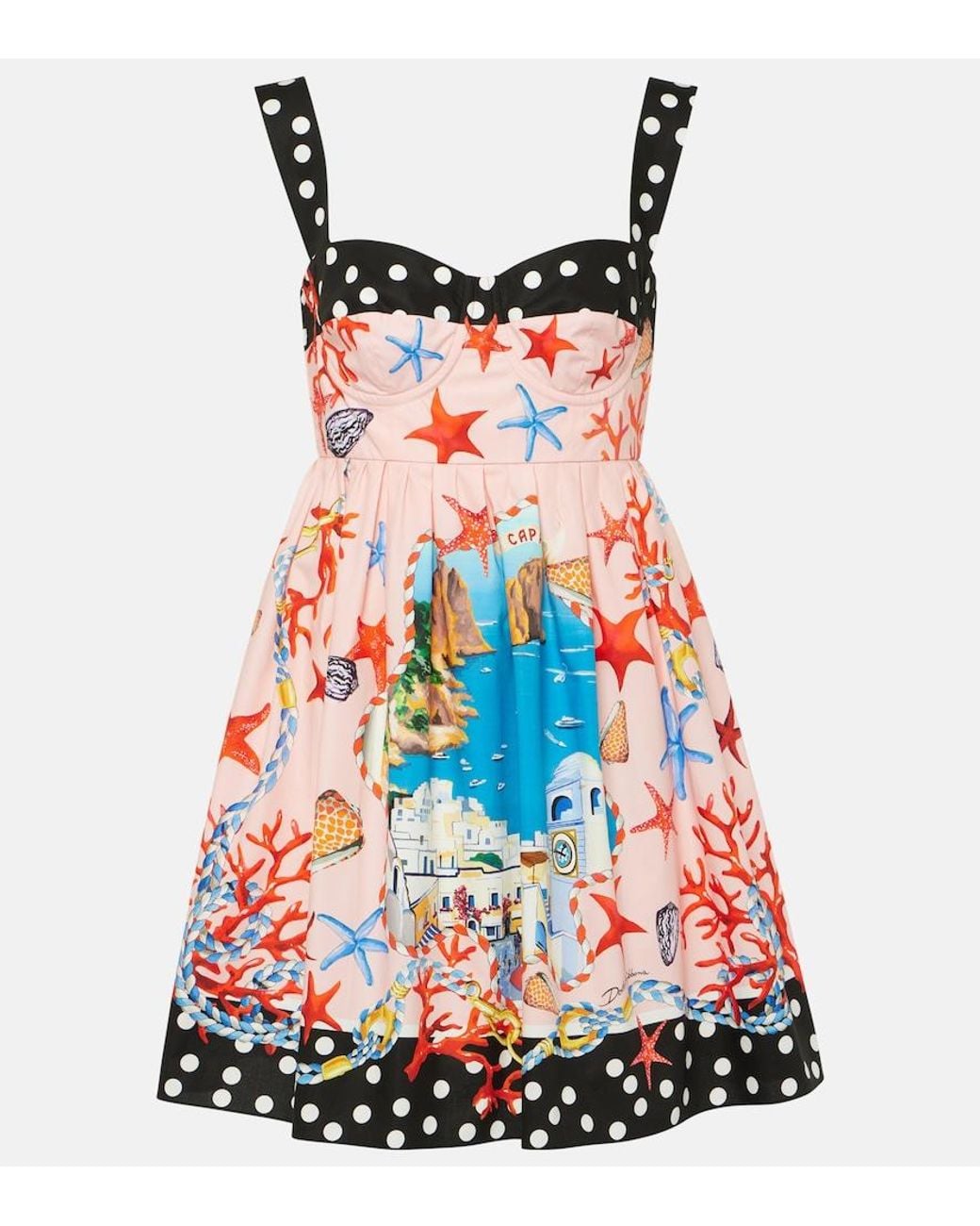 Dolce & Gabbana Red Capri Printed Cotton Minidress