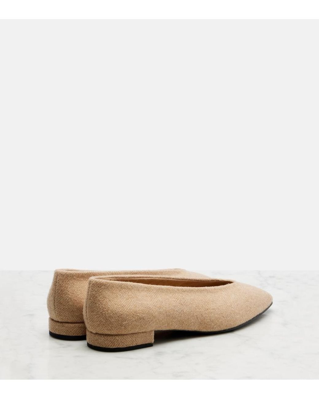Loro Piana Natural Rebecca Herringbone Ballet Flats