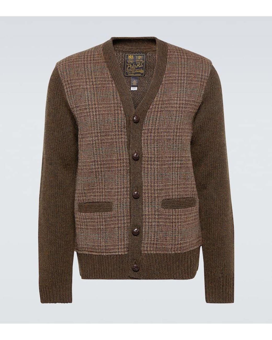 Cardigan Homme RRL épais Tricoté Main - Laine/lin Marron - Taille L Neuf Avec étiquettes