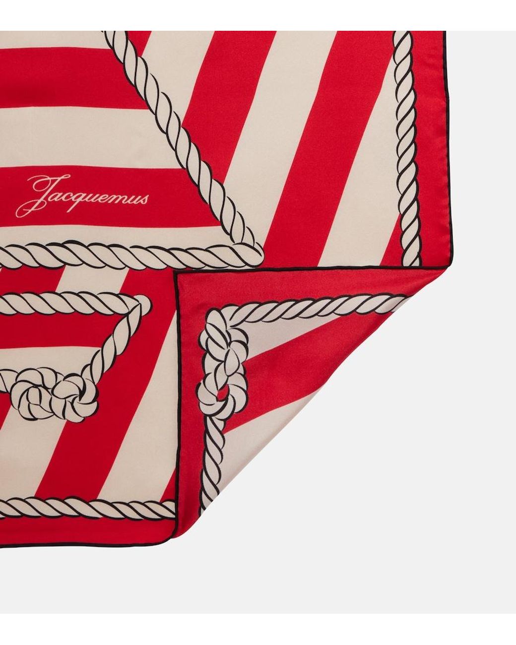 Jacquemus Red Bateau Corde Printed Silk Scarf