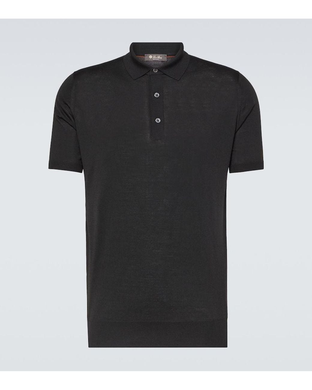 Loro Piana Black Wish Wool Polo Shirt for men