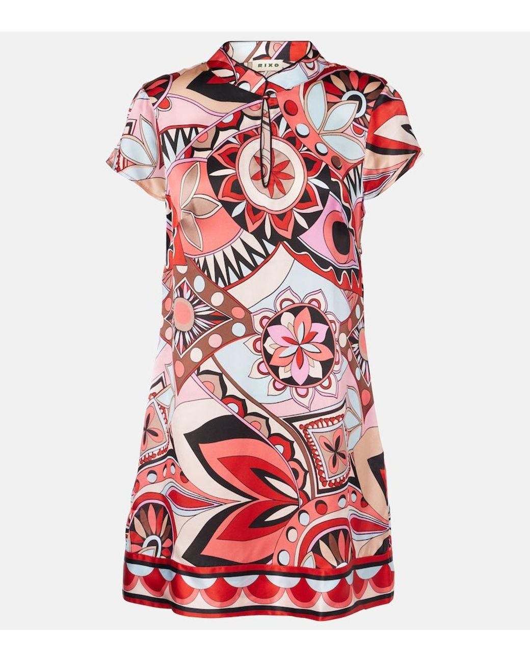 Rixo Red Printed Silk Minidress