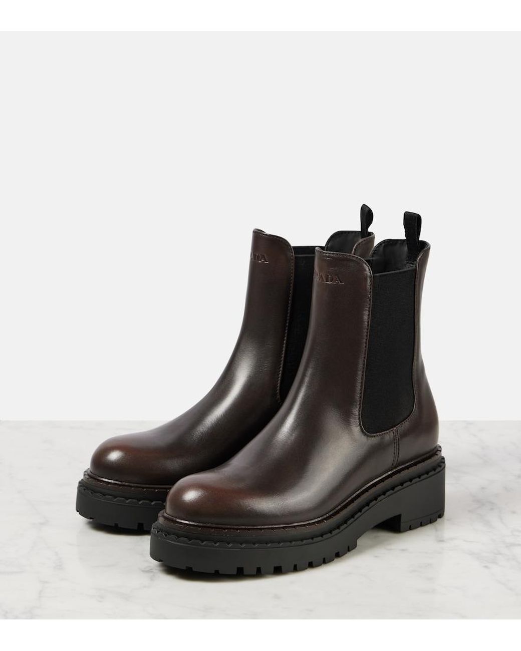 Prada Black Chelsea Boots Aus Leder