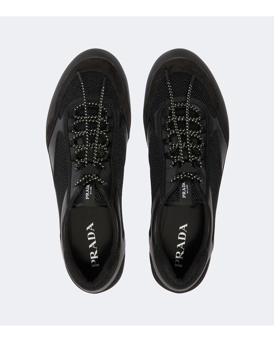 Prada Black Speedrock Leather-Trimmed Sneakers for men
