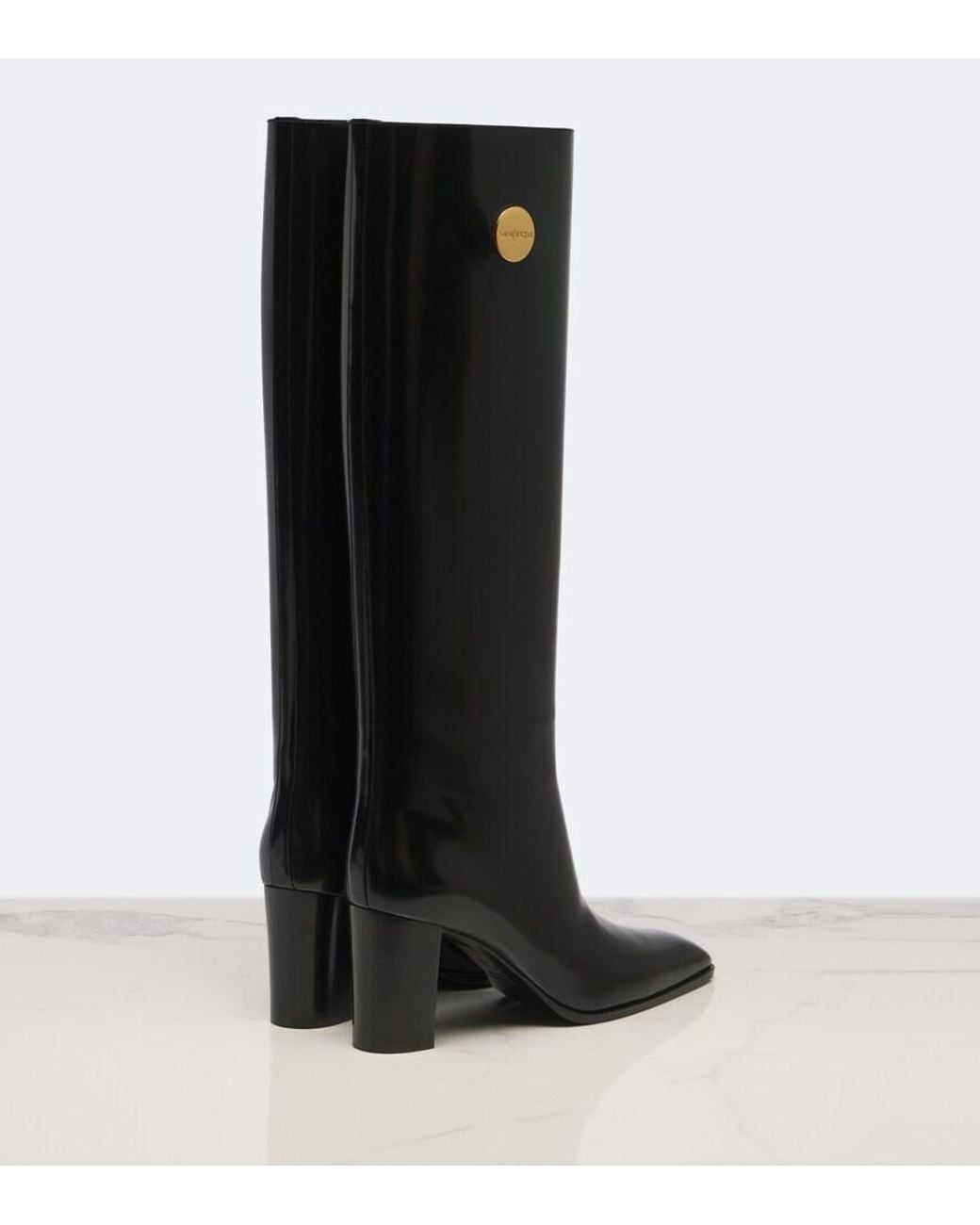 Saint Laurent Black Louis Leather Knee-High Boots