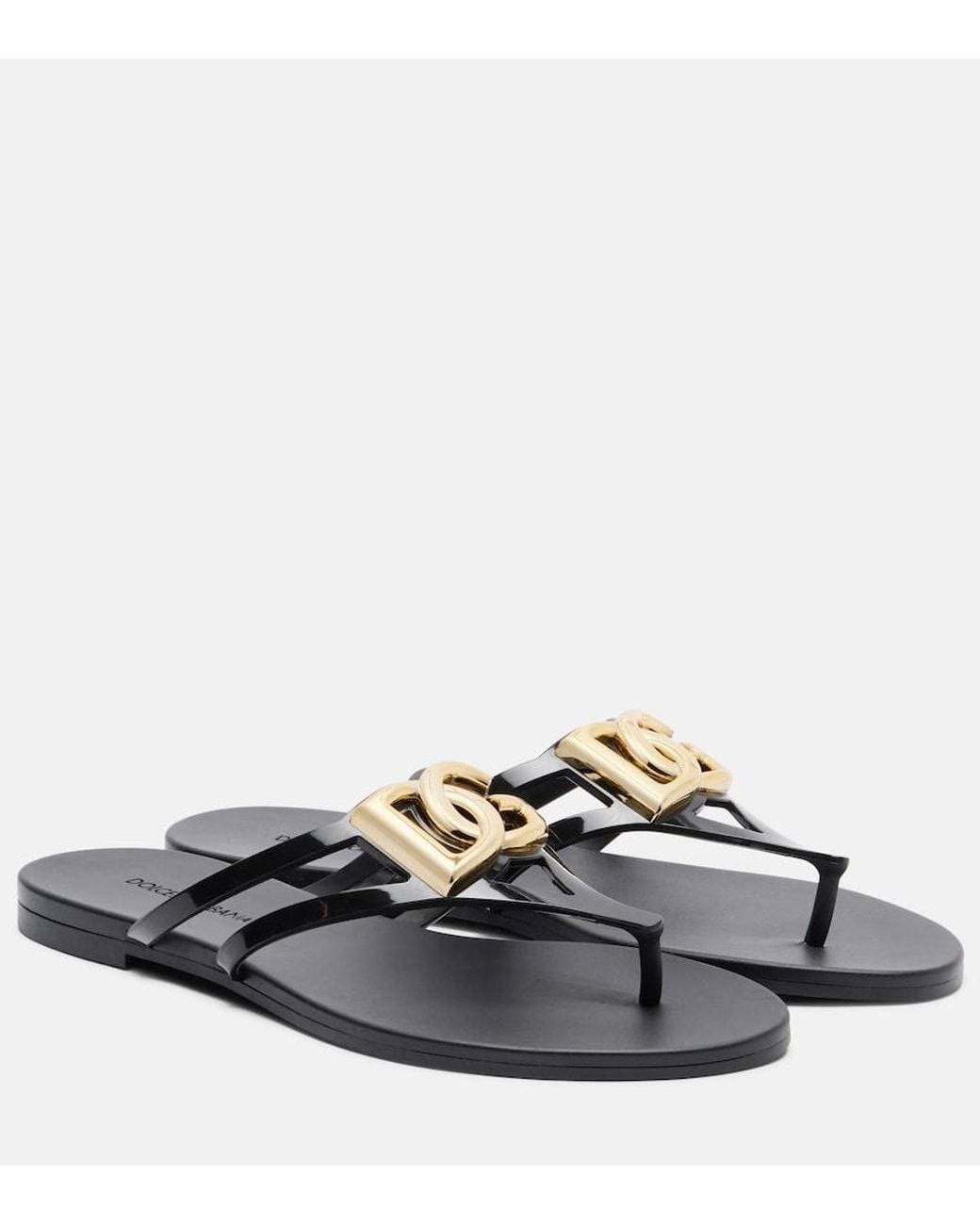 Dolce & Gabbana Black Dg Thong Sandals