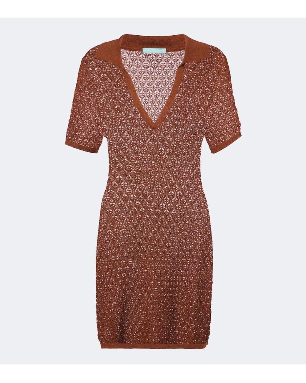 Melissa Odabash Red Coco Open-Knit Polo Dress
