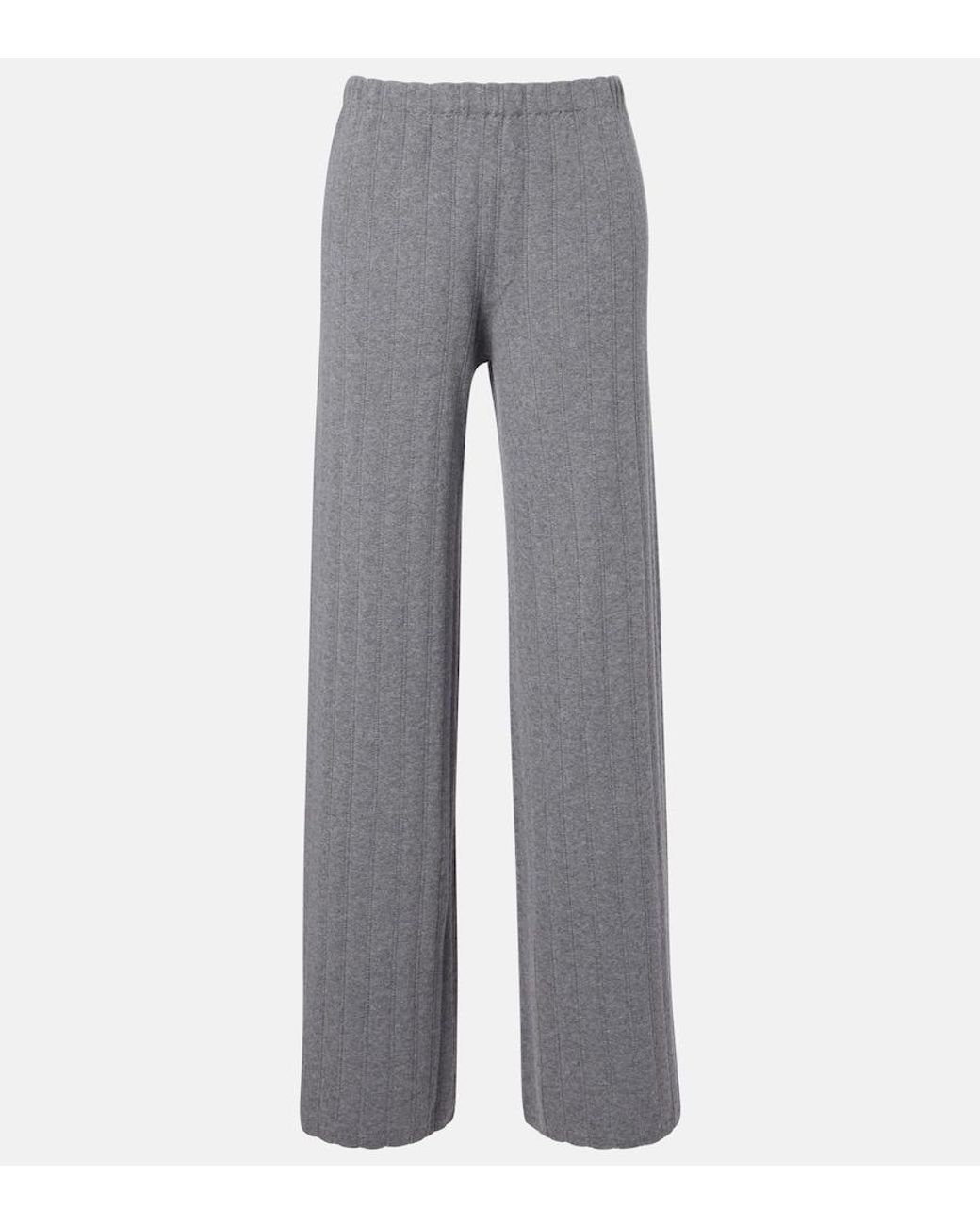Lisa Yang Gray Shannen Cotton And Cashmere Wide-Leg Pants