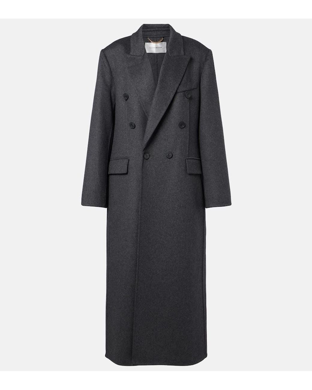 Victoria Beckham Black Double-Breasted Wool-Blend Coat