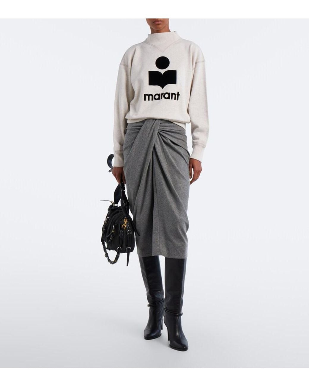Isabel Marant White Moby Logo Cotton-Blend Sweatshirt