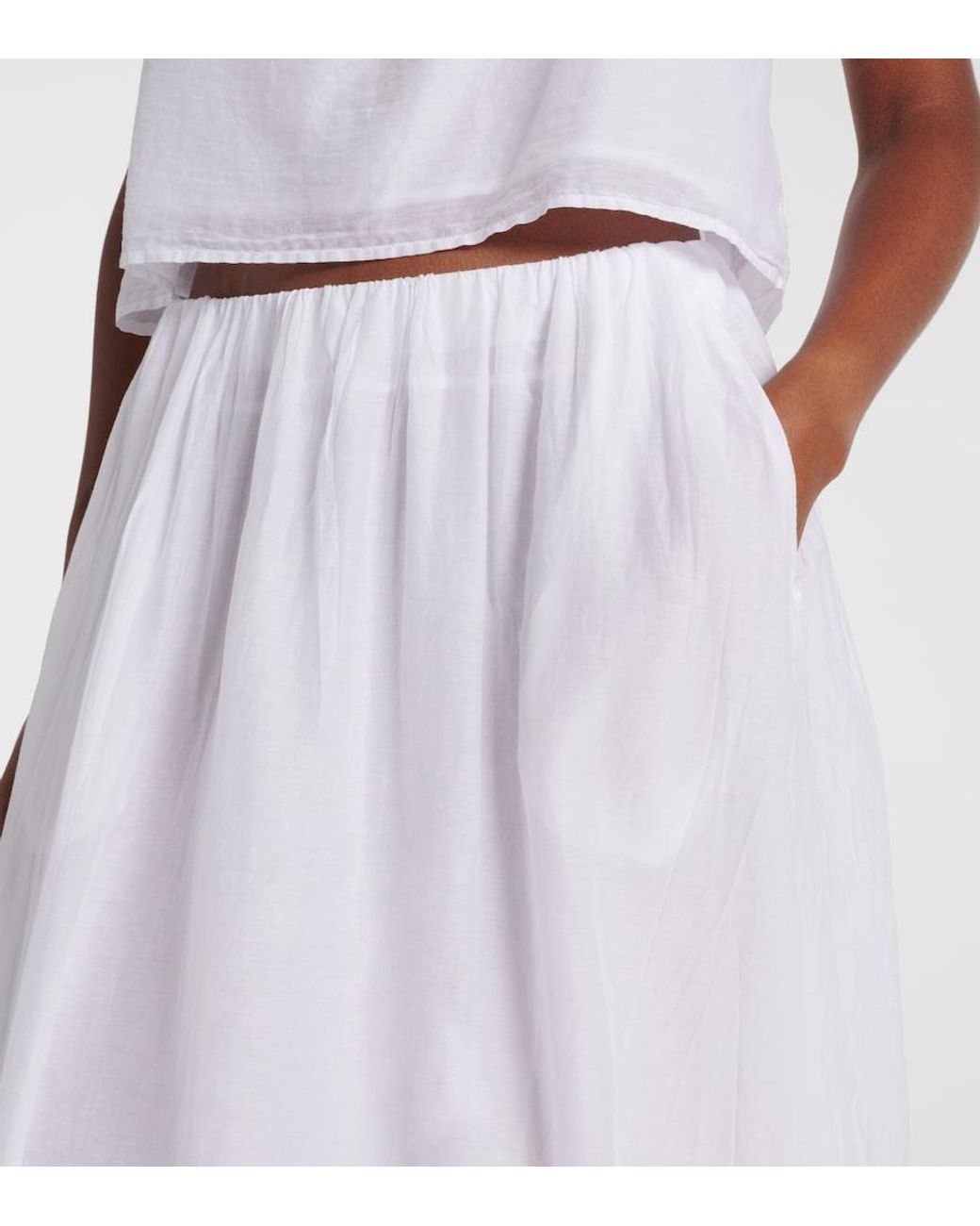 Velvet White Ines Cotton And Silk Voile Maxi Skirt
