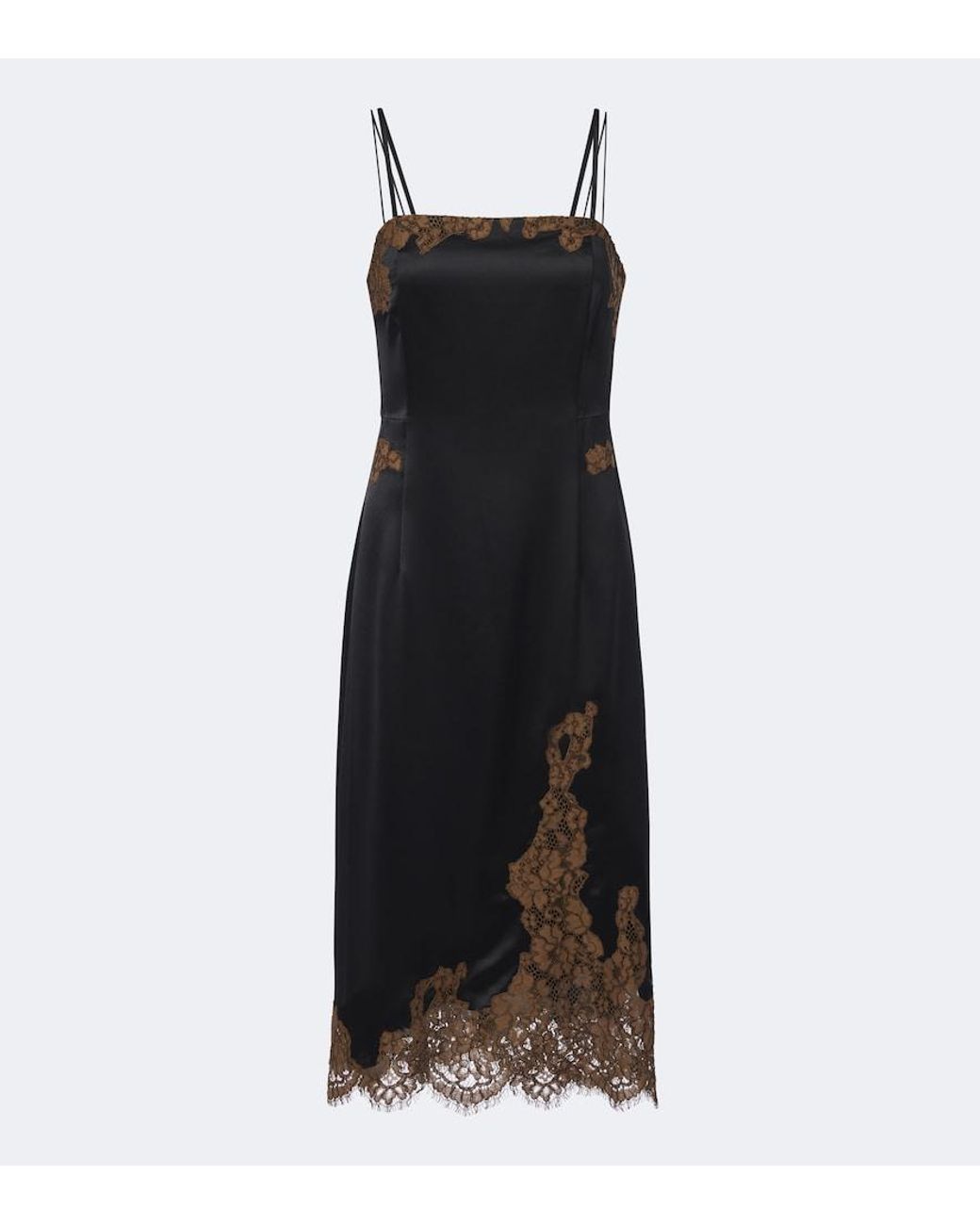 Dorothee Schumacher Black Lace-Trimmed Satin Slip Dress