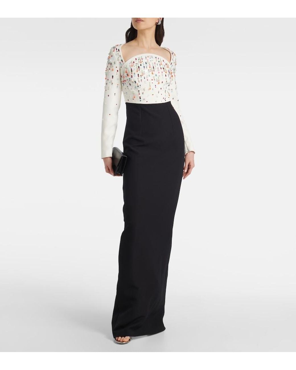 Safiyaa Black Racha Embroidered Gown