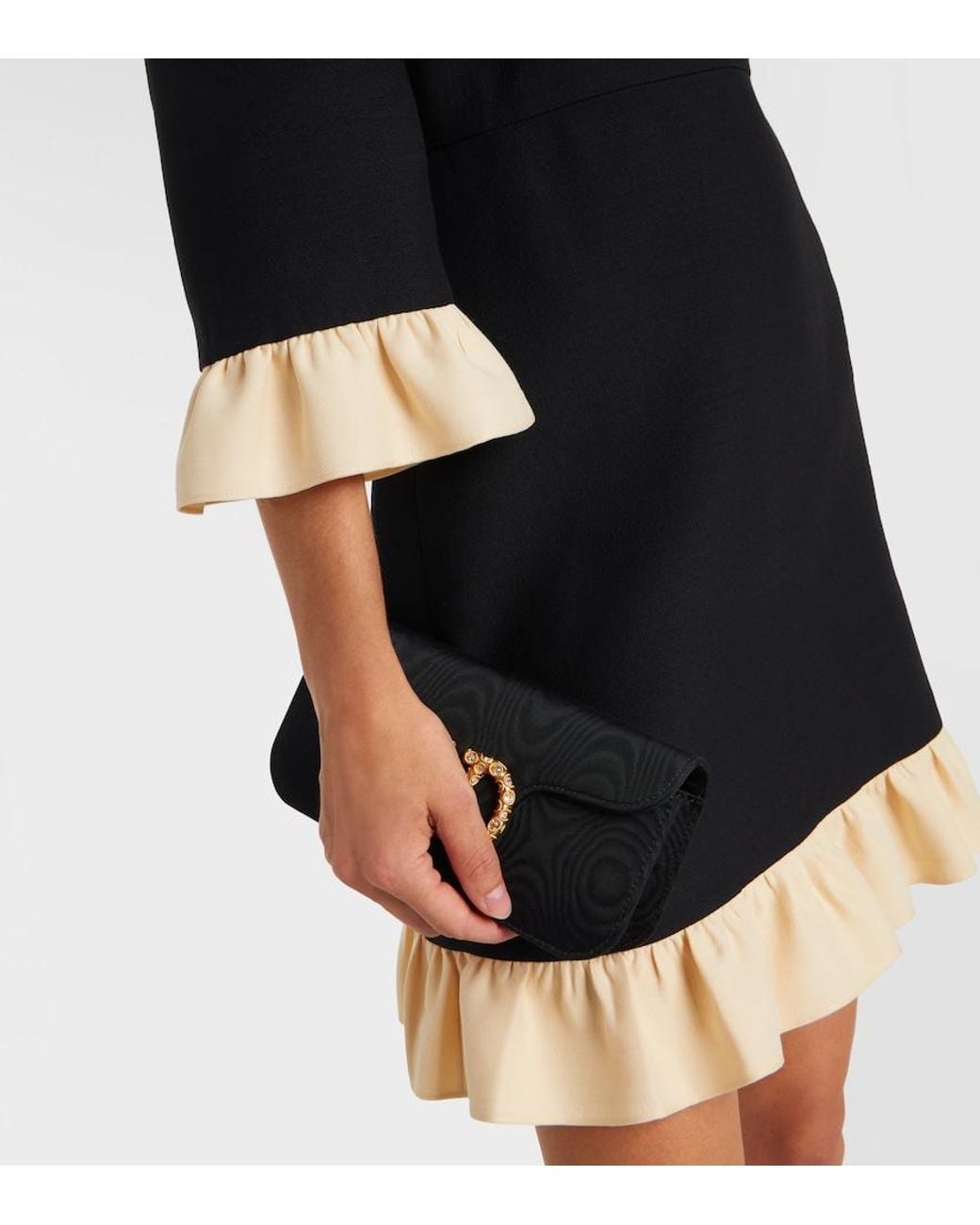 Valentino Black Crepe Couture Ruffled Minidress