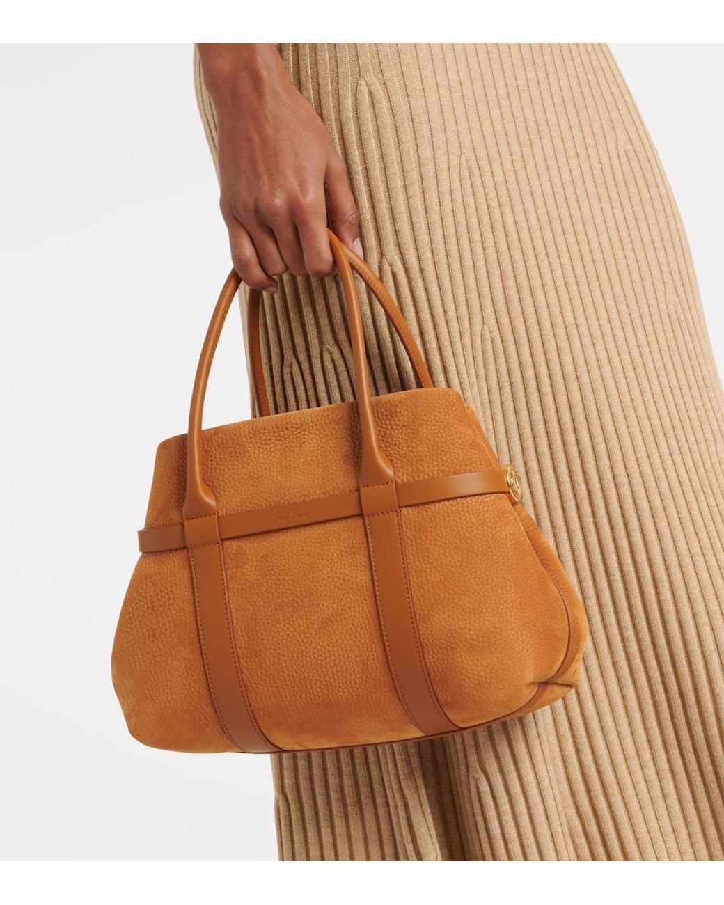 Loro Piana Brown Ghiera Small Leather Tote Bag