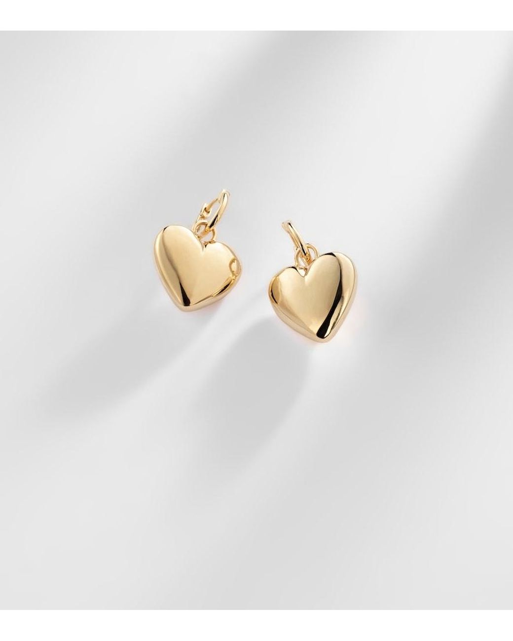 Roxanne First White Puffy Heart 14Kt Drop Earrings