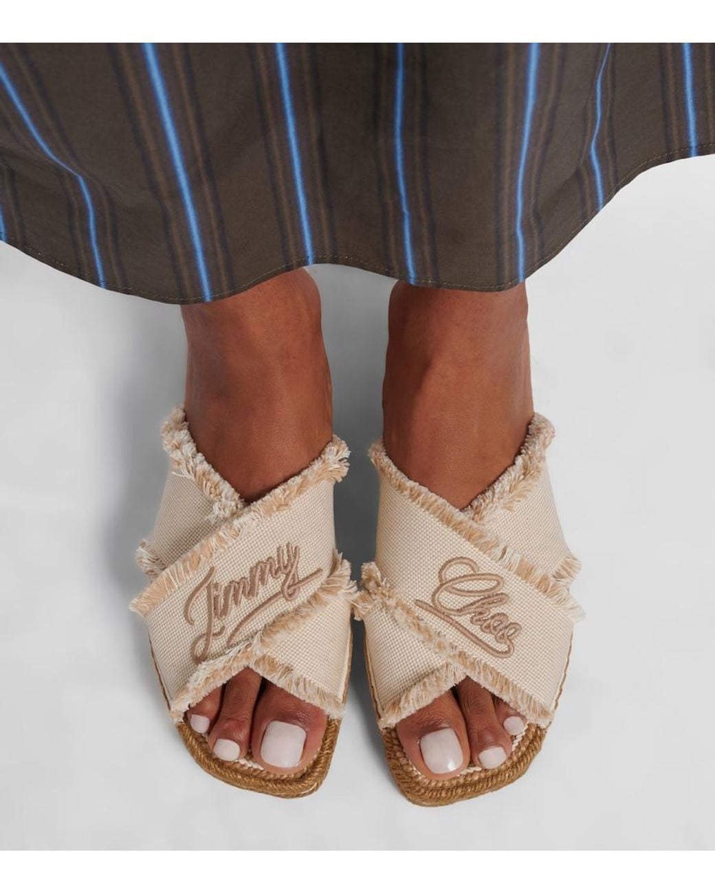 Jimmy Choo Natural Aciel Woven Espadrille Sandals