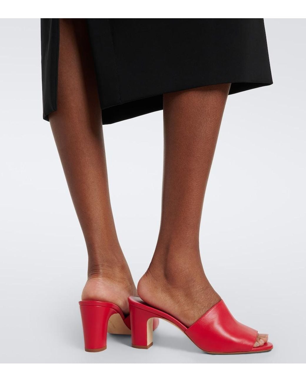 Manolo Blahnik Red Rapalla Leather Mules
