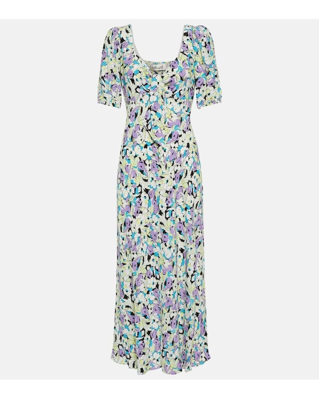 Diane von Furstenberg Blue Fiona Cotton Midi Dress