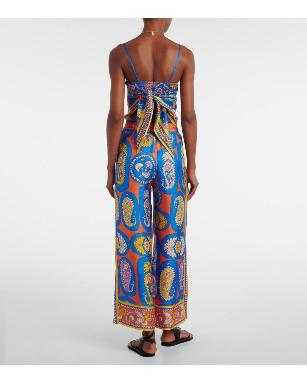 ALÉMAIS Blue Luis Printed Silk Palazzo Pants