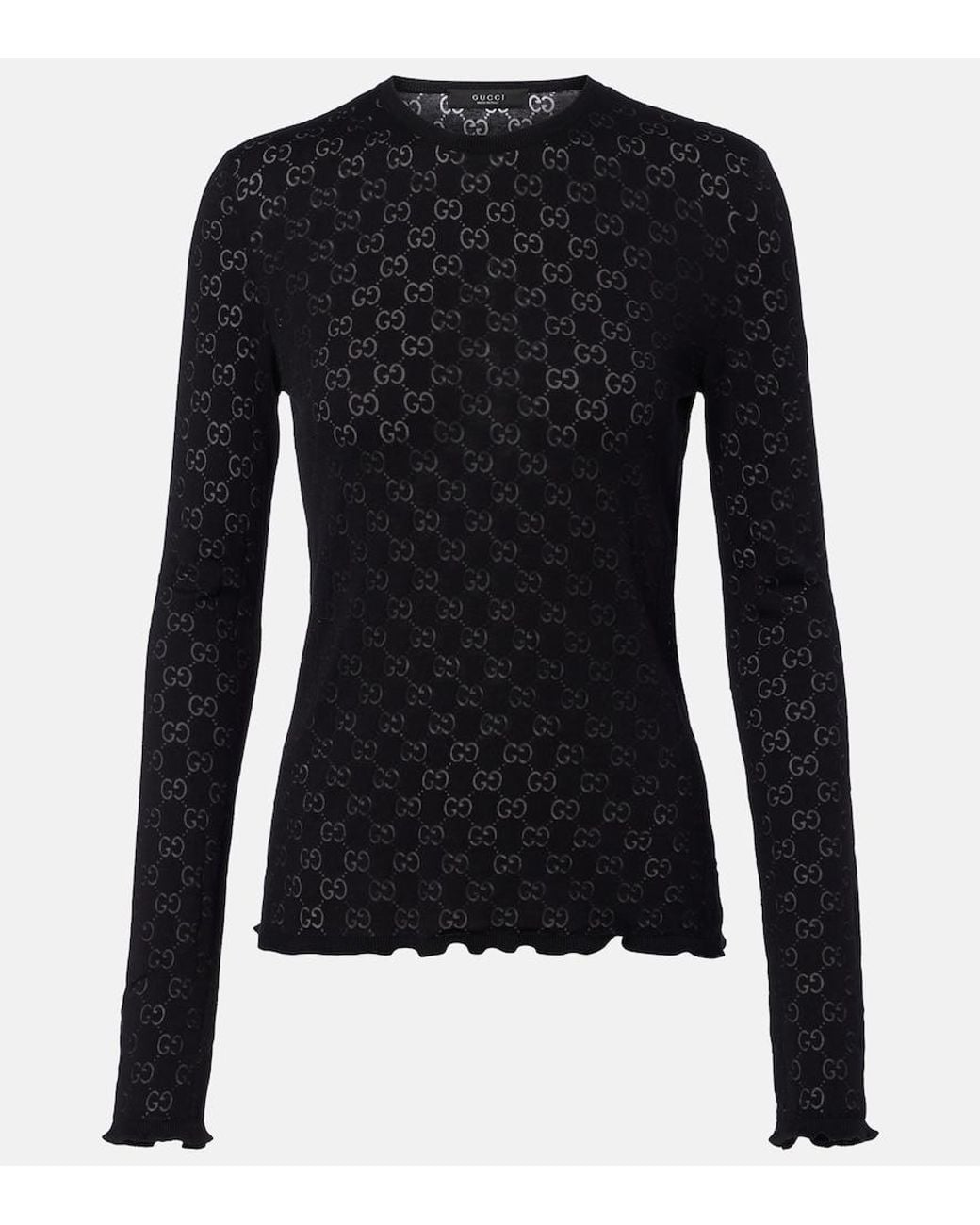 Gucci Blue Gg Cotton-Blend Devore T-Shirt