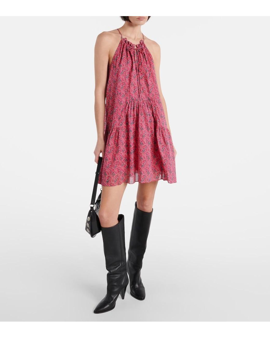 Isabel Marant Red Kayne Printed Cotton Minidress