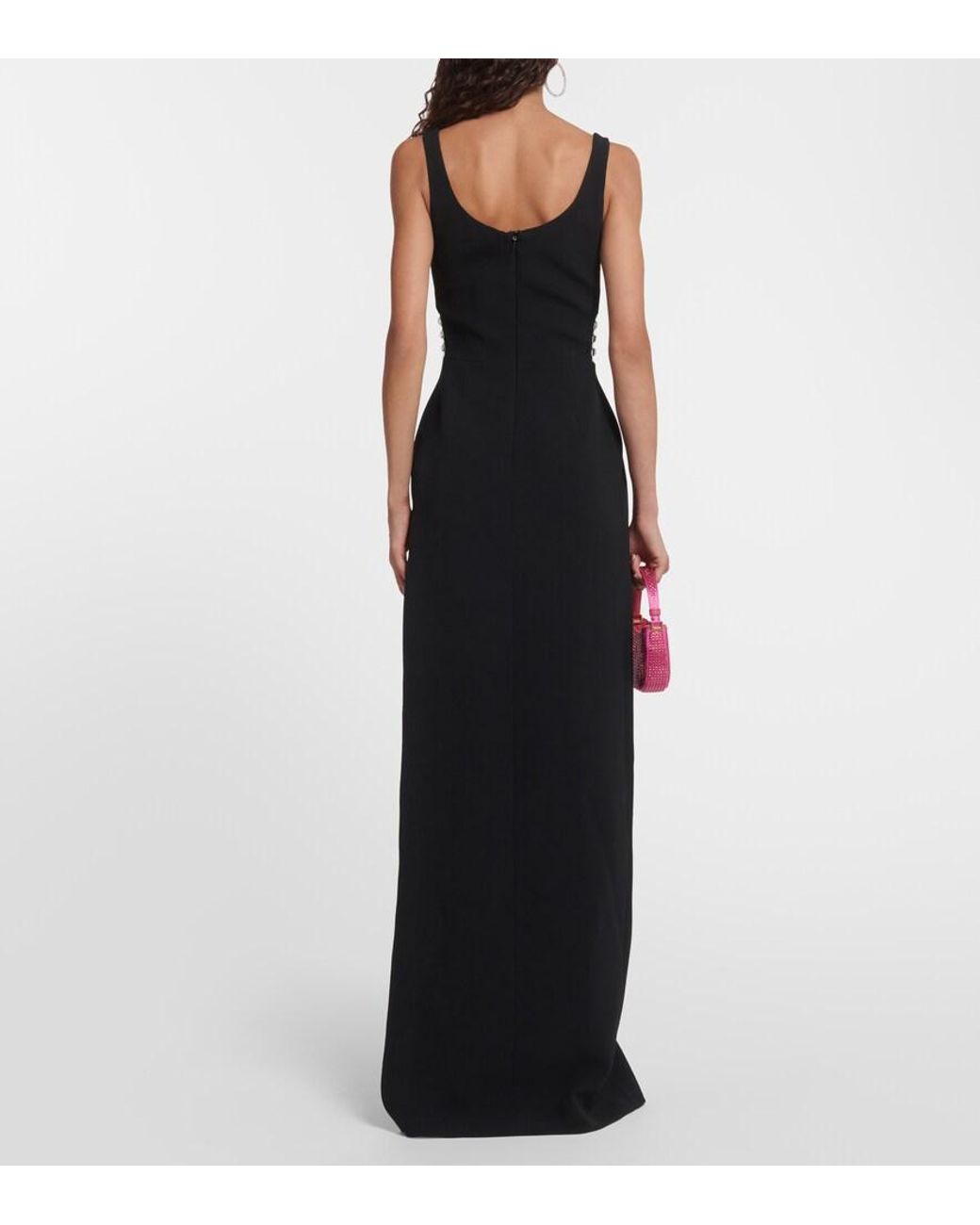 David Koma Black Crystal-embellished Crepe Gown