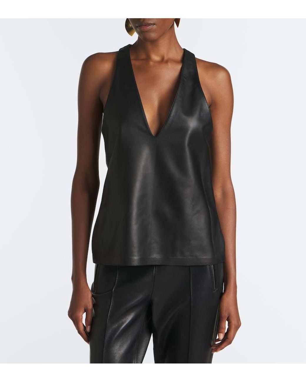 Balmain Black Leather Top