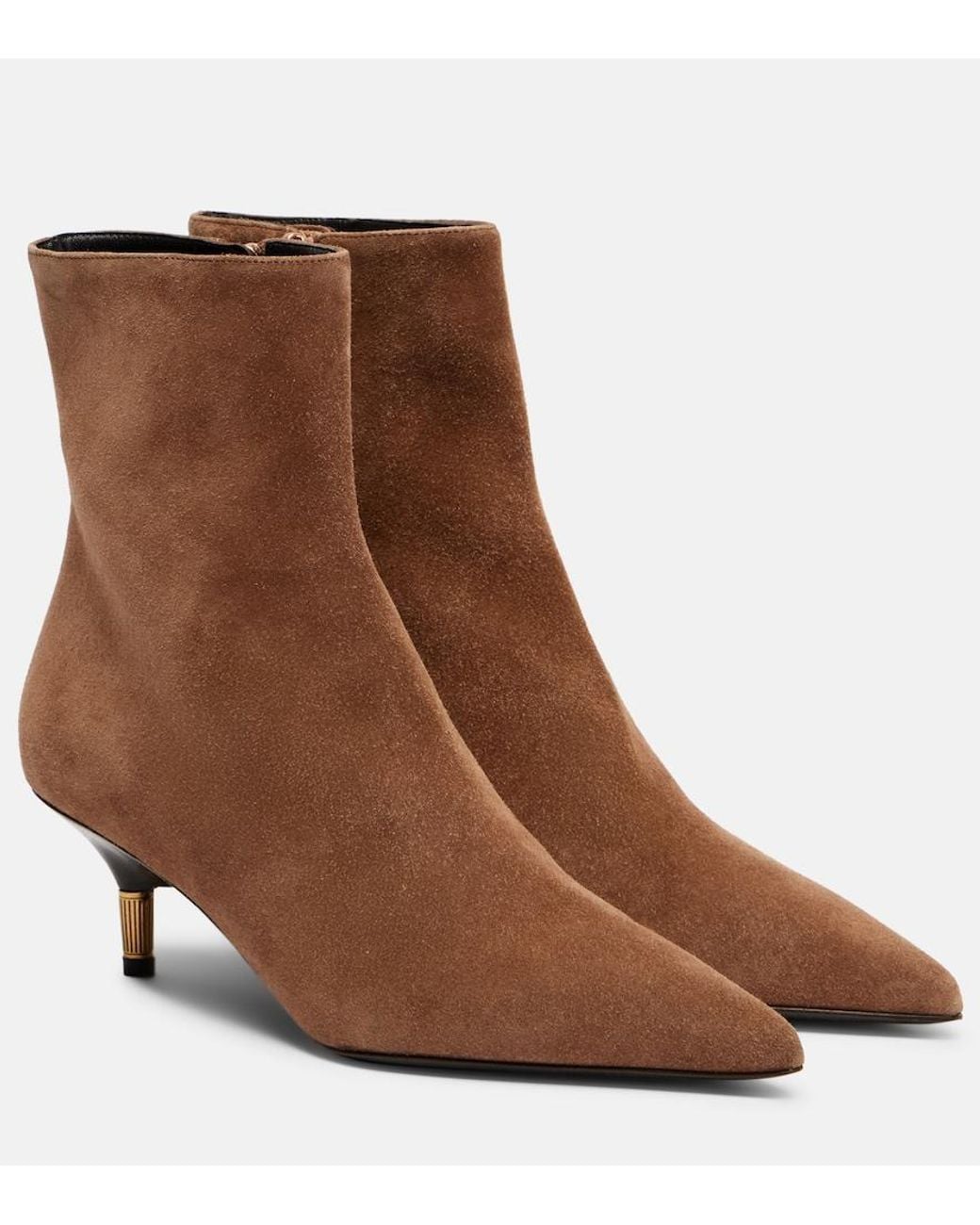 Khaite Brown Bella Suede Ankle Boots