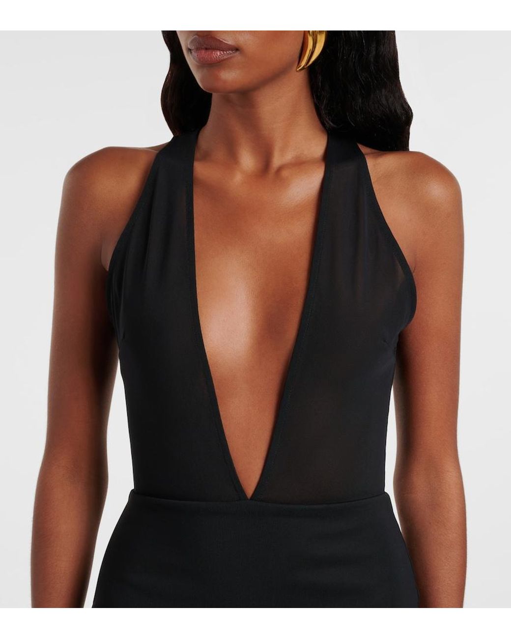 Alex Perry Black Sheer Midi Dress