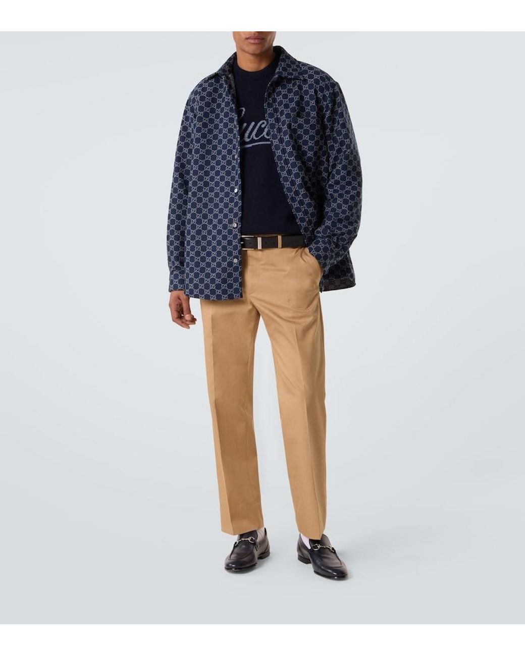 Gucci Blue Logo Wool Sweater for men