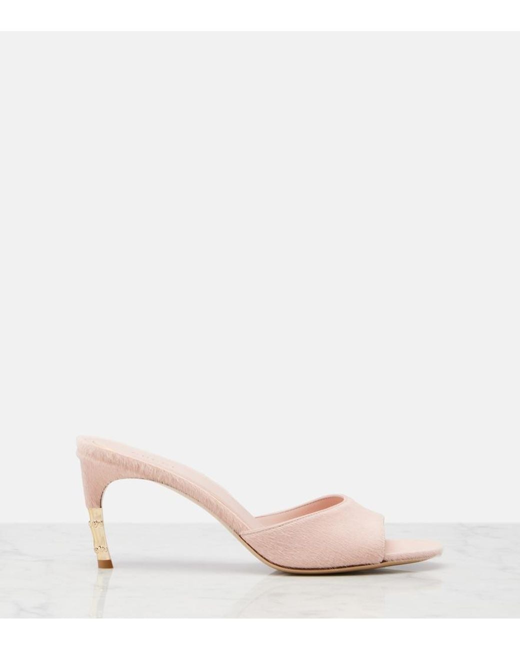 Gucci Pink Castello Calf Hair Mules