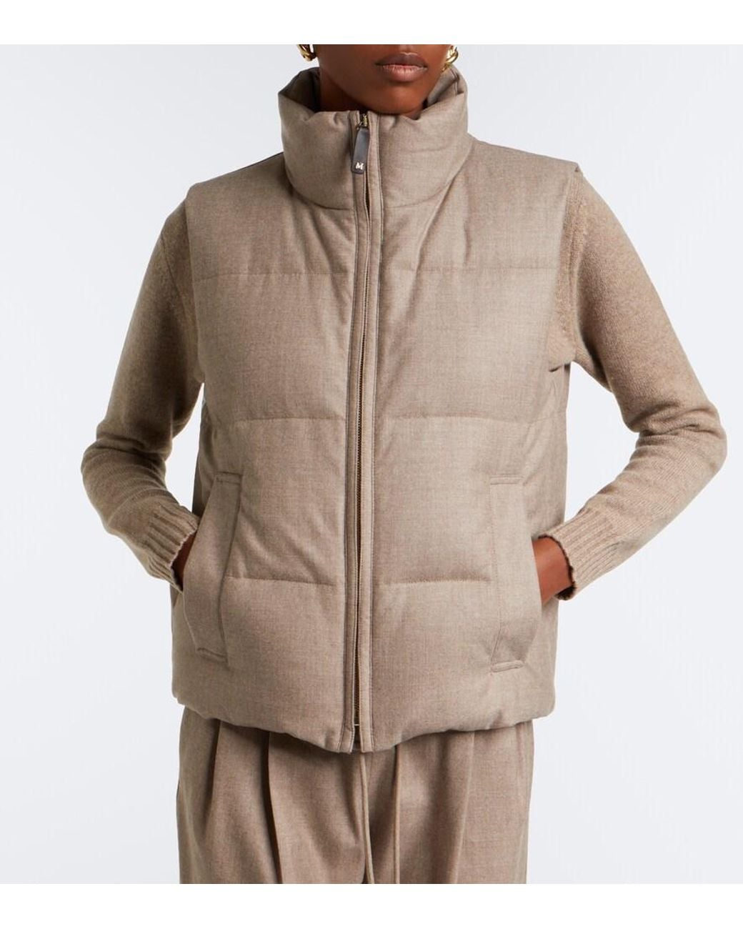 Max Mara Brown Cashmere-Blend Down Vest