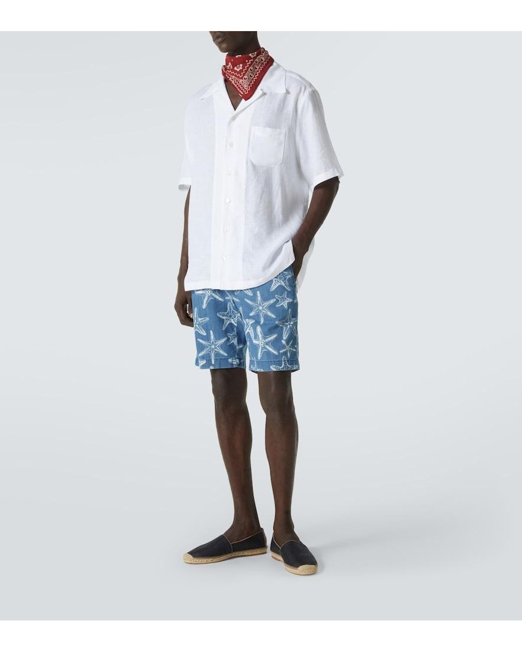 Vilebrequin Blue Printed Denim Bermuda Shorts for men