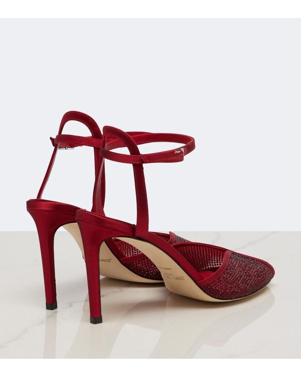 Jimmy Choo Red Sacora Crystal-Embellished Sandals