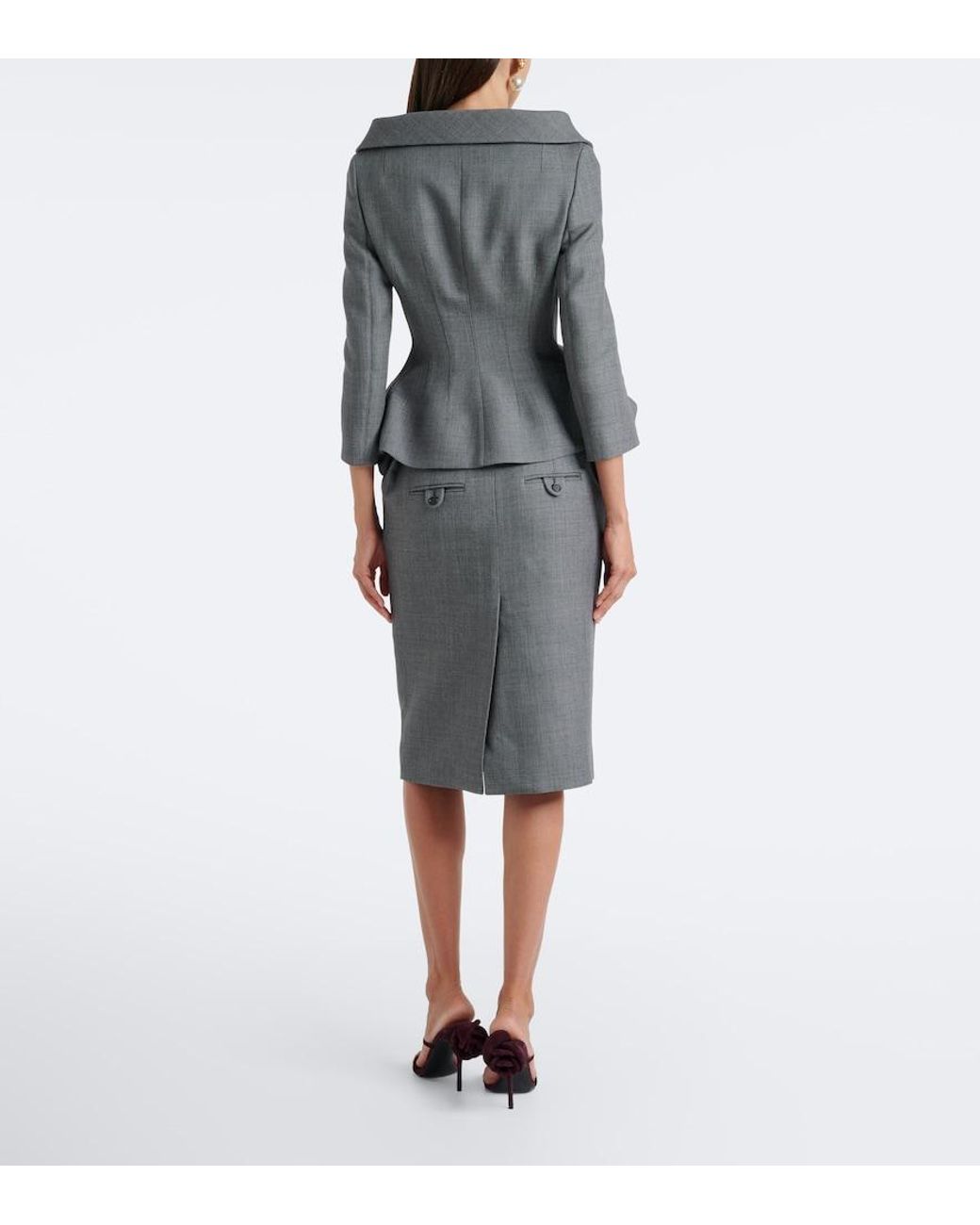 Magda Butrym Gray Wool Pencil Skirt