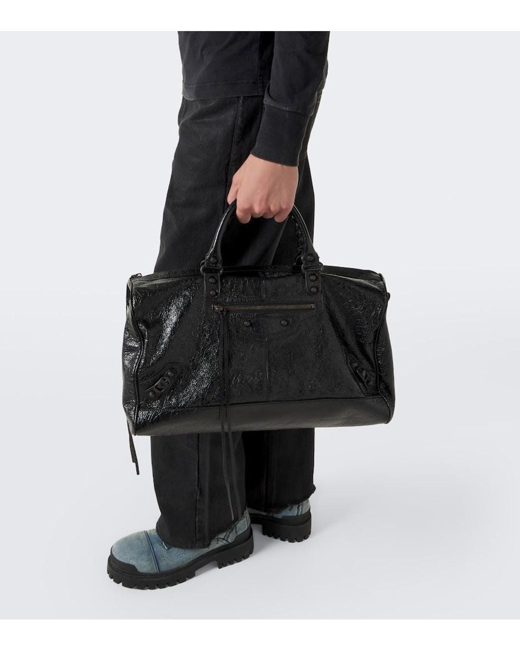 Balenciaga Black Le City Leather Tote Bag for men