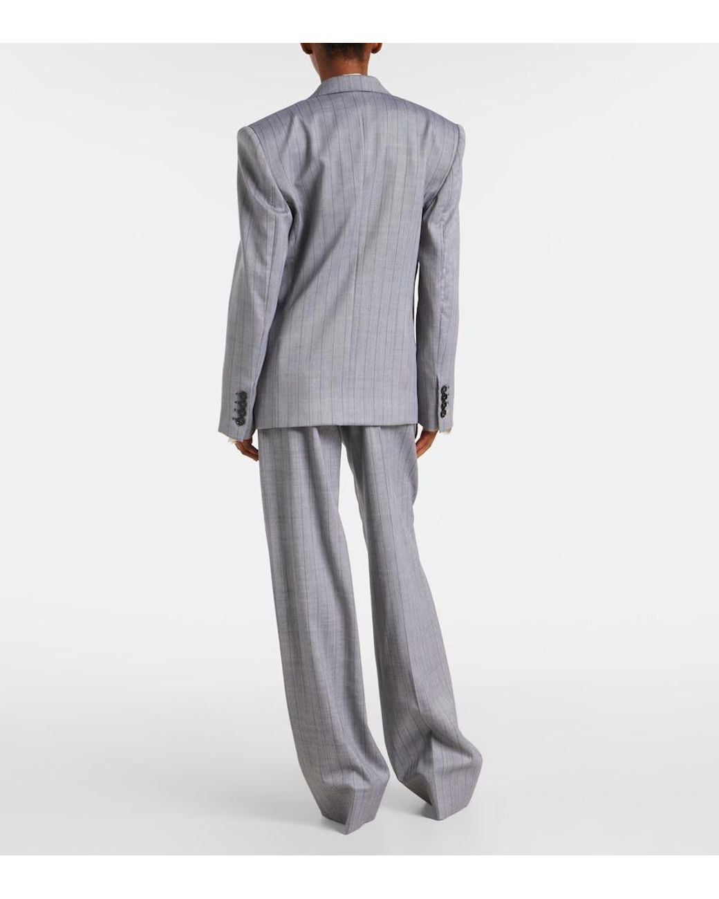 Stella McCartney Gray Double-Breasted Wool Blazer