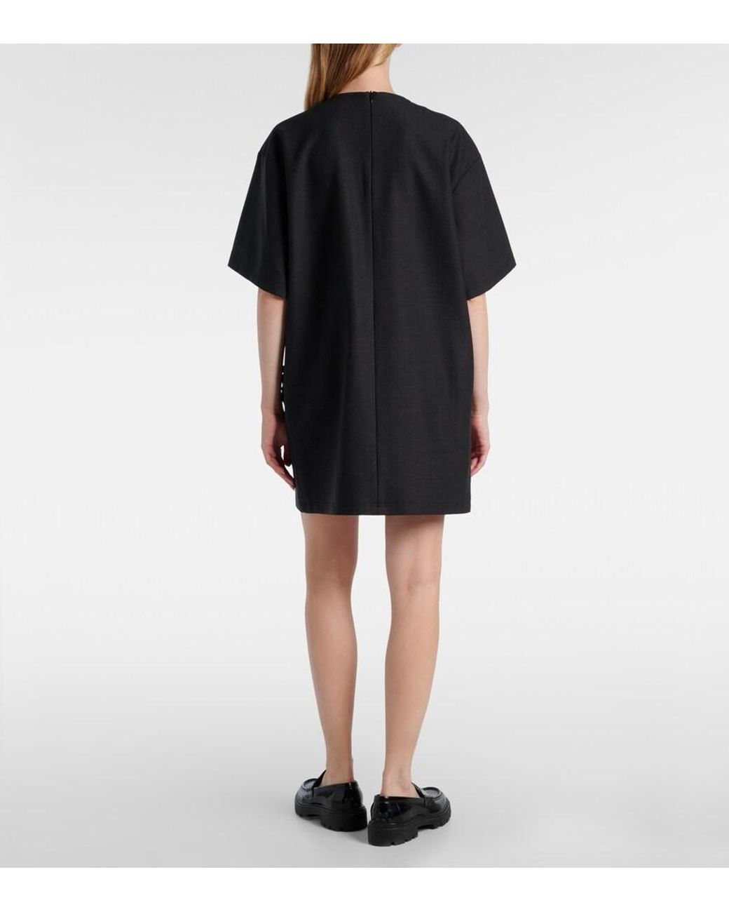 Plan C Black Minikleid Aus Einem Wollgemisch Mit Pailletten