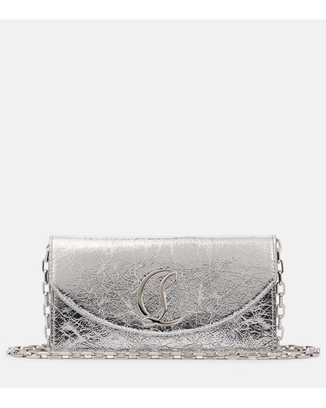 Christian Louboutin Gray Loubi54 Metallic Leather Clutch