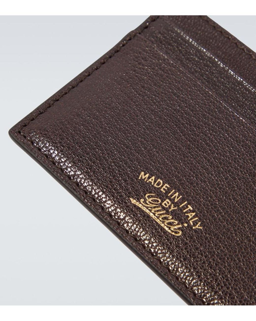 Gucci Brown Lira Leather Card Holder for men
