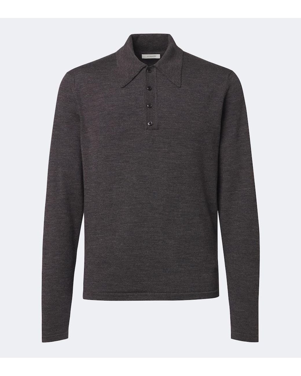 Lemaire Gray Wool Polo Sweater for men