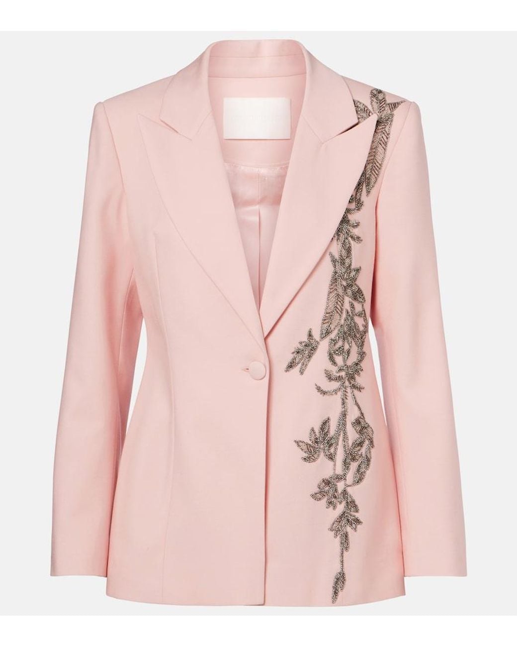 Costarellos Pink Lesia Embellished Wool-Blend Blazer