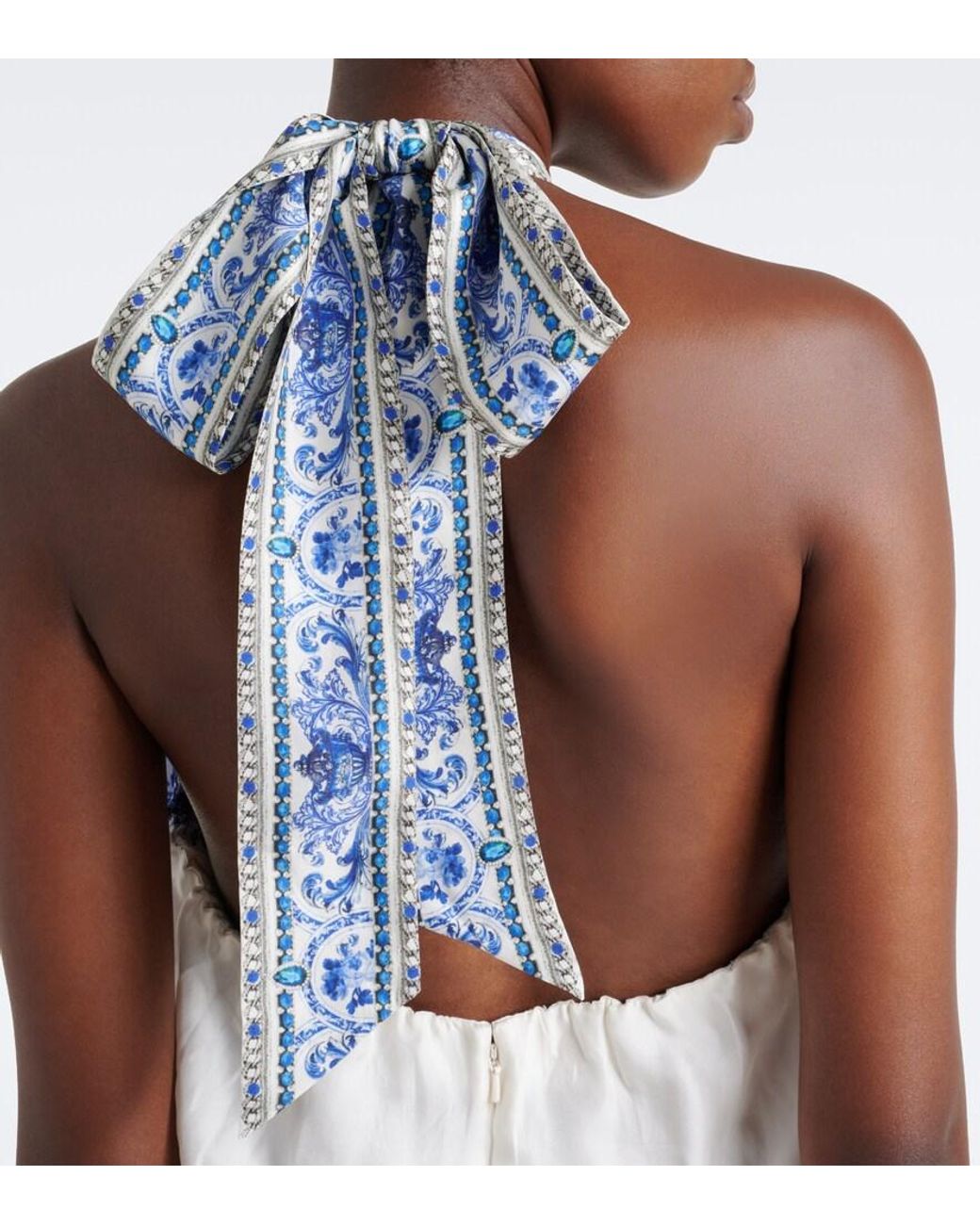 Camilla Blue Floral Crystal-Embellished Silk Jumpsuit