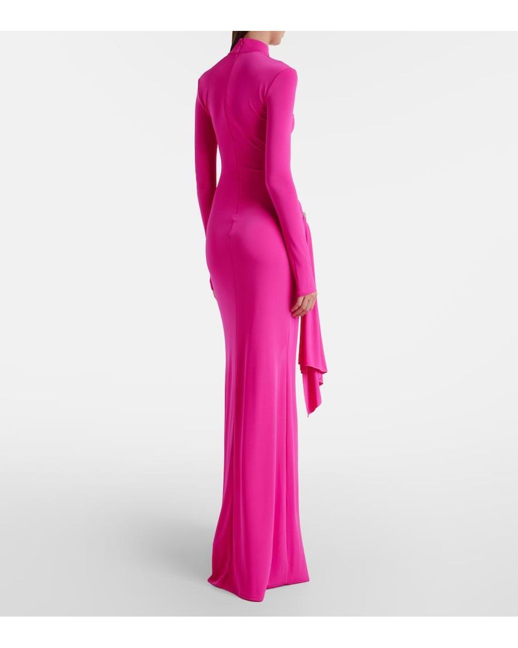 David Koma Pink Embellished Draped Gown