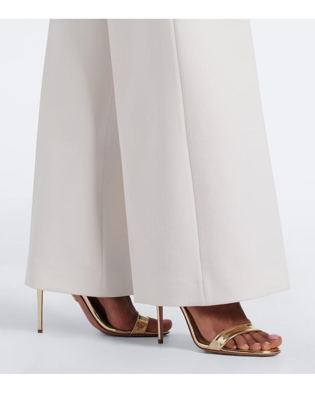 Roland Mouret White Crepe Wide-Leg Pants