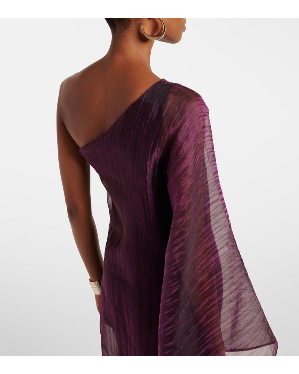 Taller Marmo Purple Betsy One-Shoulder Cady Gown